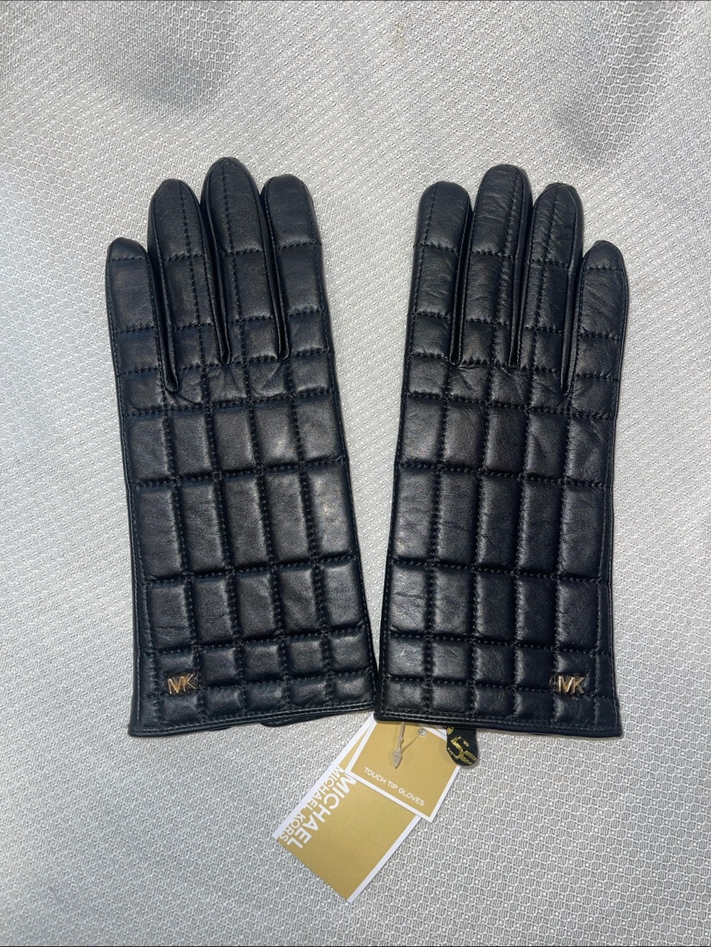 Michael Kors Black Quilted Leather Touch Gloves